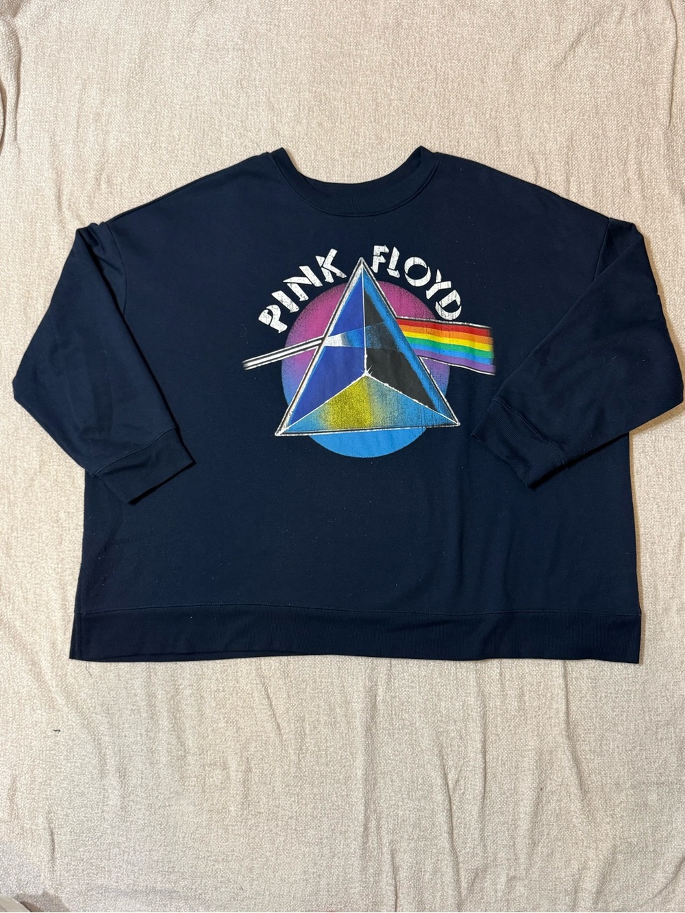 Pink Floyd Dark Side Moon Sweatshirt 3X Navy Oversized Grunge Band Y2K